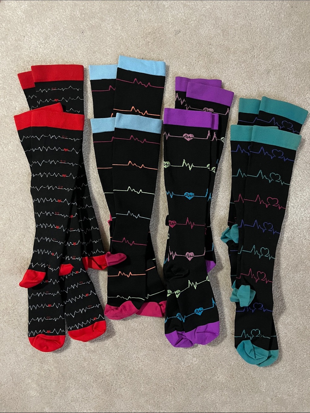 8 pairs pattern compression socks